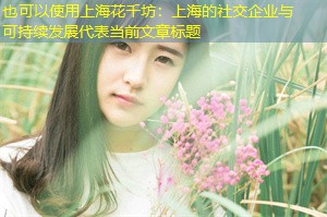 上海的社交企业与可持续发展